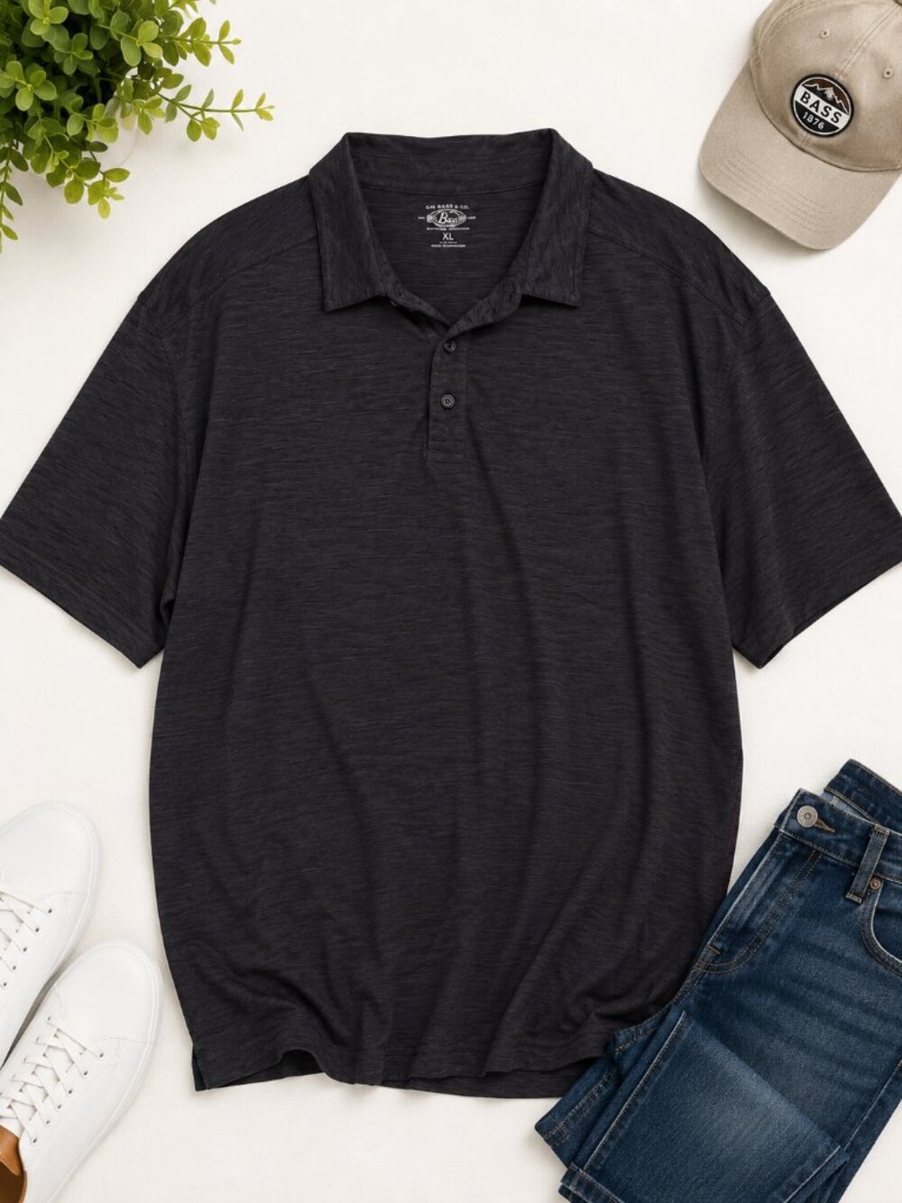 G.H. Bass & Co Charcoal Heather Polo Shirt Men's XL Casual Golf